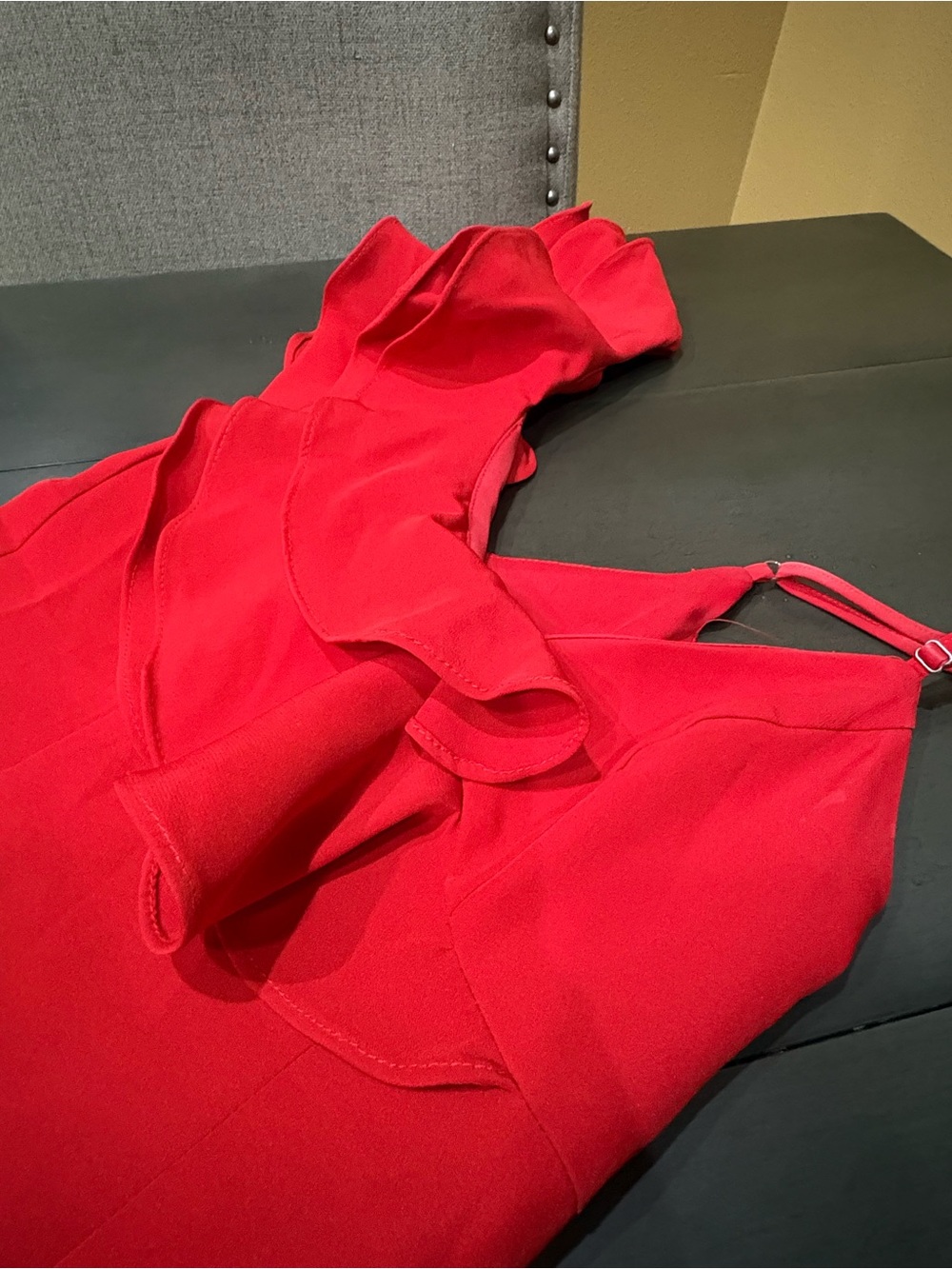 Red Ruffle One-Piece Bodysuit -Size S - Picture 2 of 5